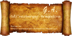 Günszberger Armandina névjegykártya